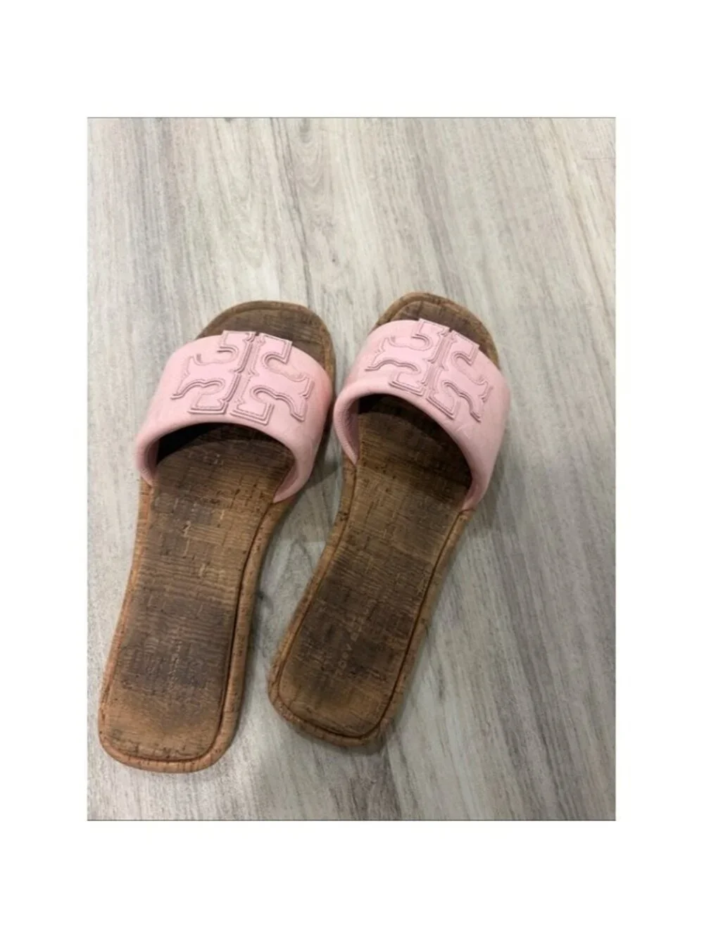TORY BURCH DOUBLE T SPORT Pink Slide Sandals for Women SIZE 8.5